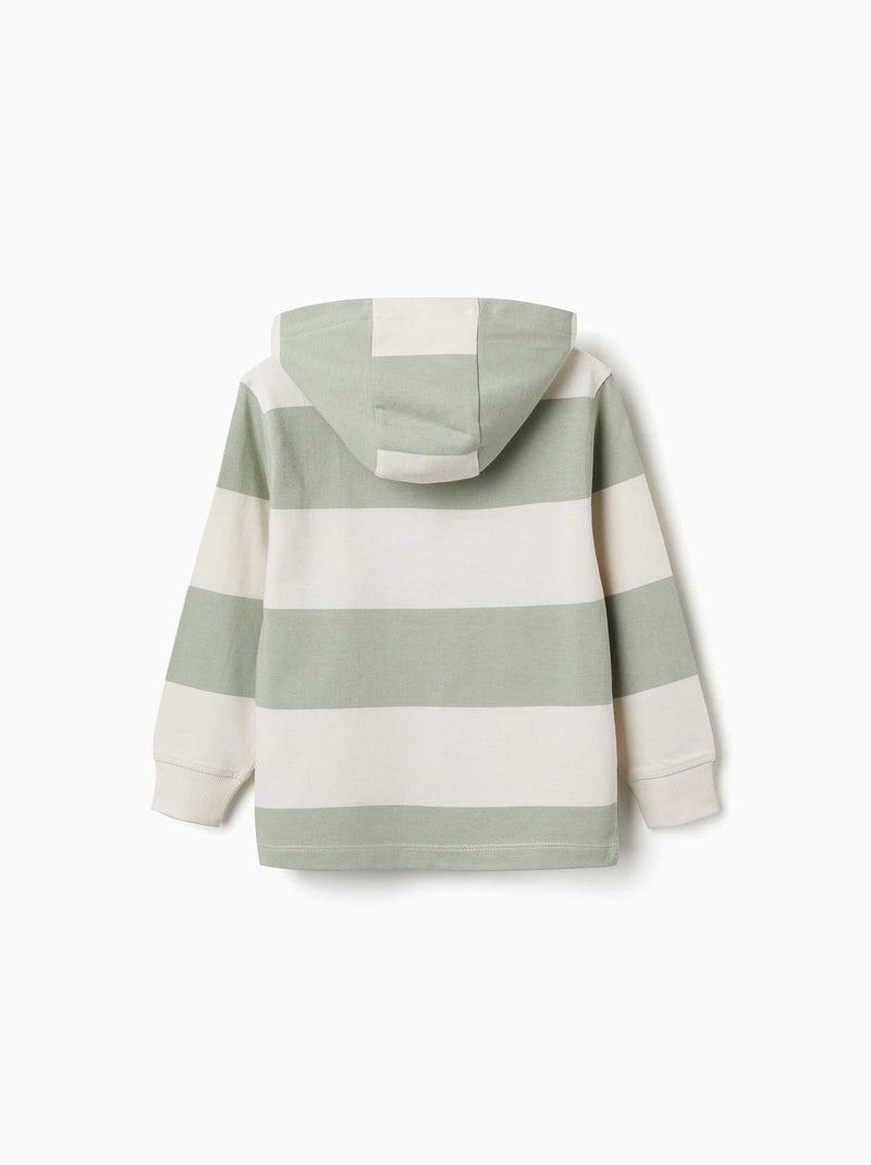 Felpa in cotone con cappuccio a righe Verde chiaro - Kiabi