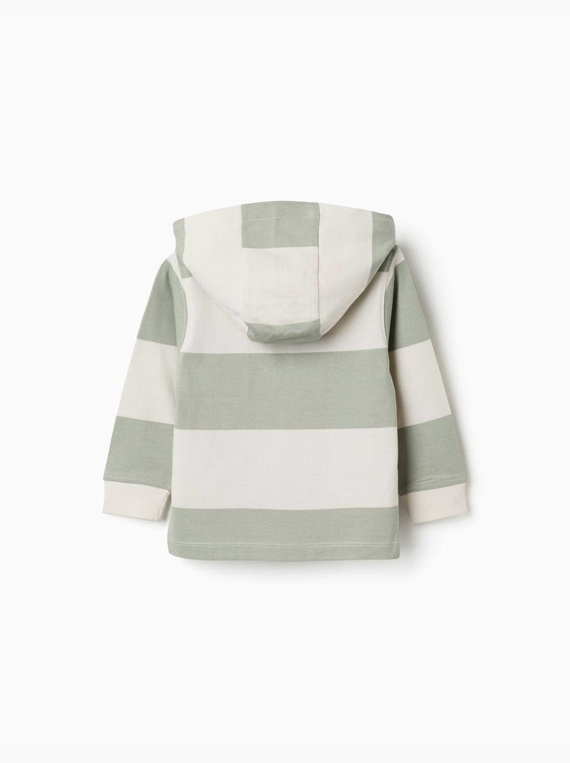 Felpa in cotone con cappuccio a righe Verde chiaro - Kiabi