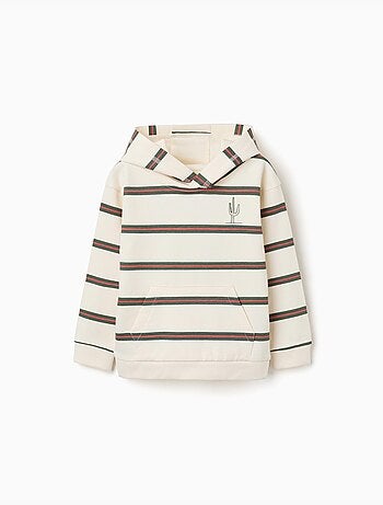 Felpa in cotone con cappuccio e righe