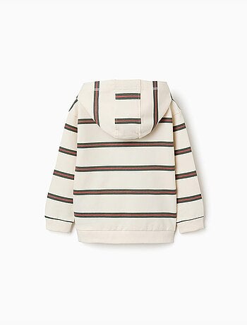 Felpa in cotone con cappuccio e righe