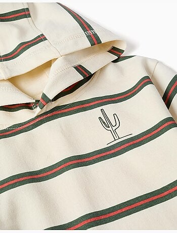 Felpa in cotone con cappuccio e righe