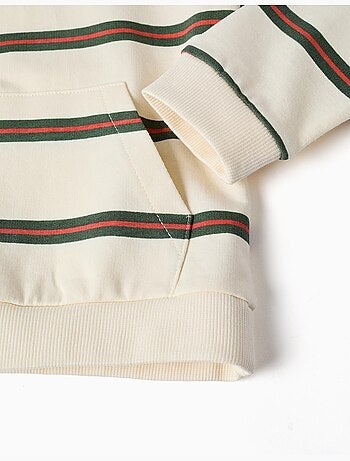 Felpa in cotone con cappuccio e righe