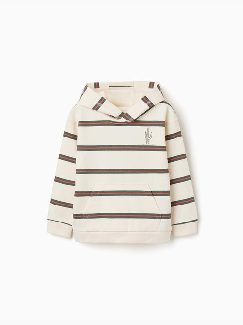 Felpa in cotone con cappuccio e righe - Kiabi