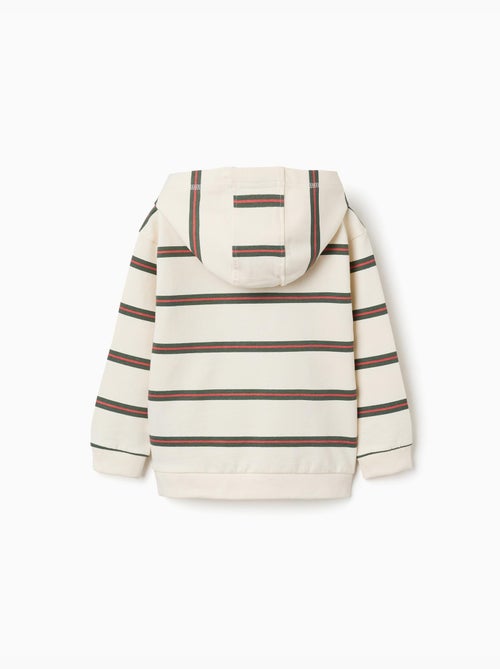 Felpa in cotone con cappuccio e righe - Kiabi