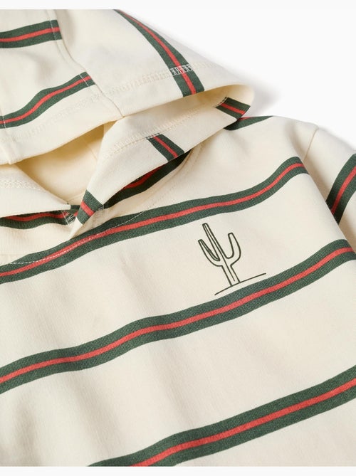 Felpa in cotone con cappuccio e righe - Kiabi