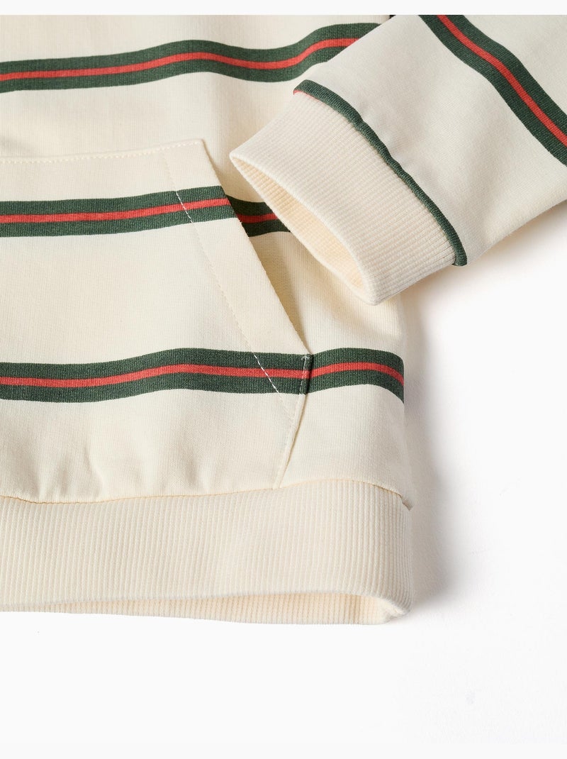 Felpa in cotone con cappuccio e righe Beige chiaro - Kiabi