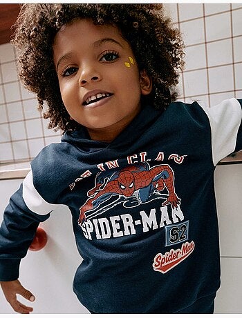 Felpa in cotone con cappuccio e stampa spider-man
