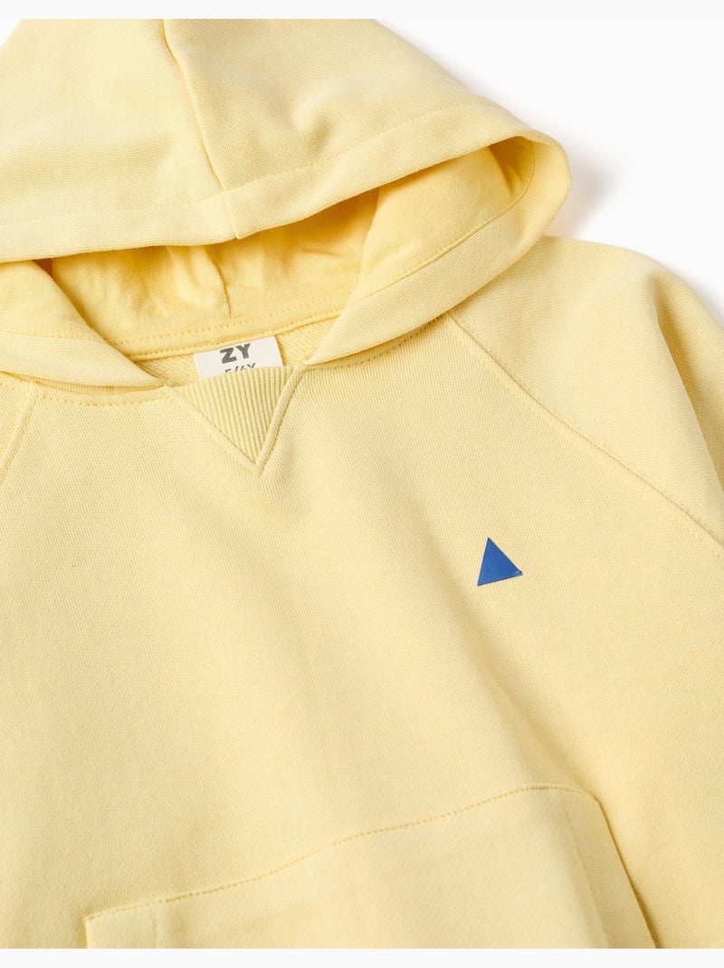 Felpa in cotone con cappuccio e tasca a marsupio Giallo - Kiabi