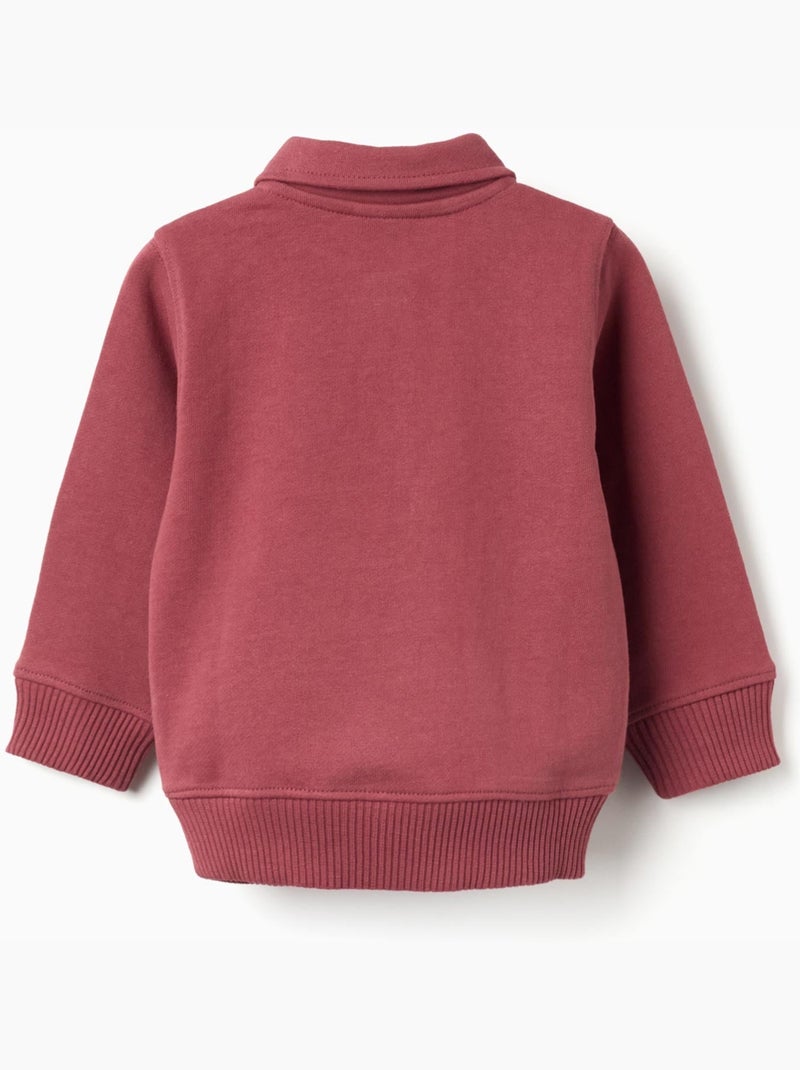 Felpa in cotone con collar Marrone - Kiabi