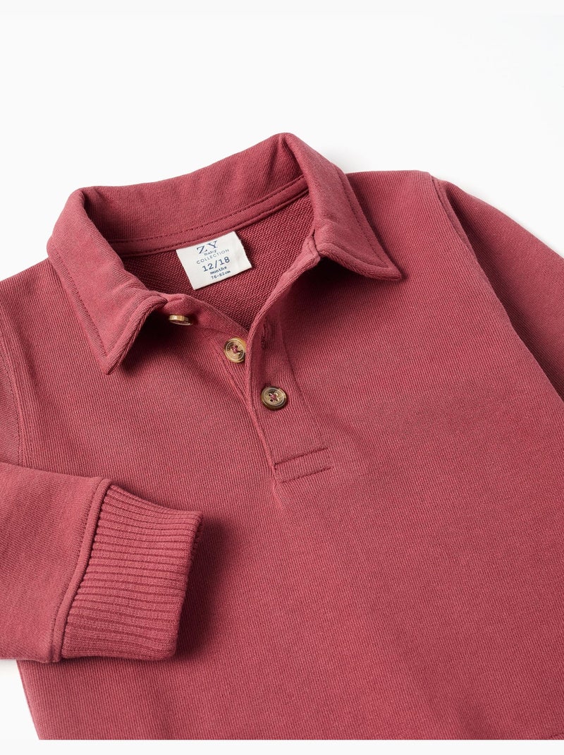 Felpa in cotone con collar Marrone - Kiabi