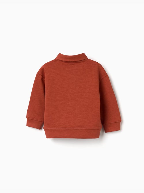 Felpa in cotone con colletto polo e stampa - Kiabi