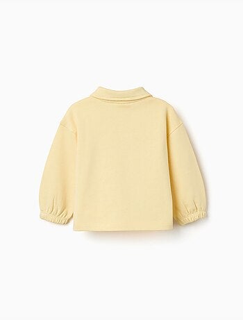 Felpa in cotone con colletto polo e stampa