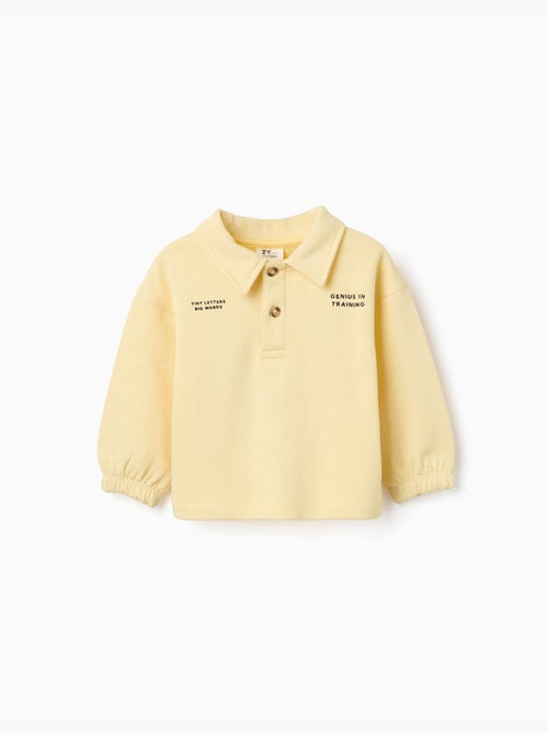 Felpa in cotone con colletto polo e stampa - Kiabi