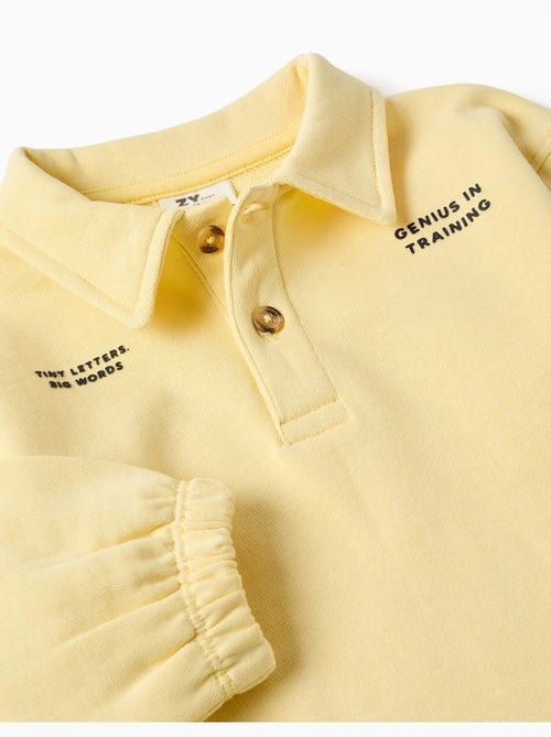 Felpa in cotone con colletto polo e stampa - Kiabi