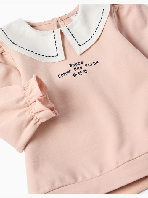 Felpa in cotone con colletto ricamato - Kiabi