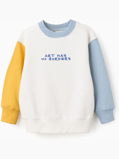 Felpa in cotone con colour block e stampa - Kiabi