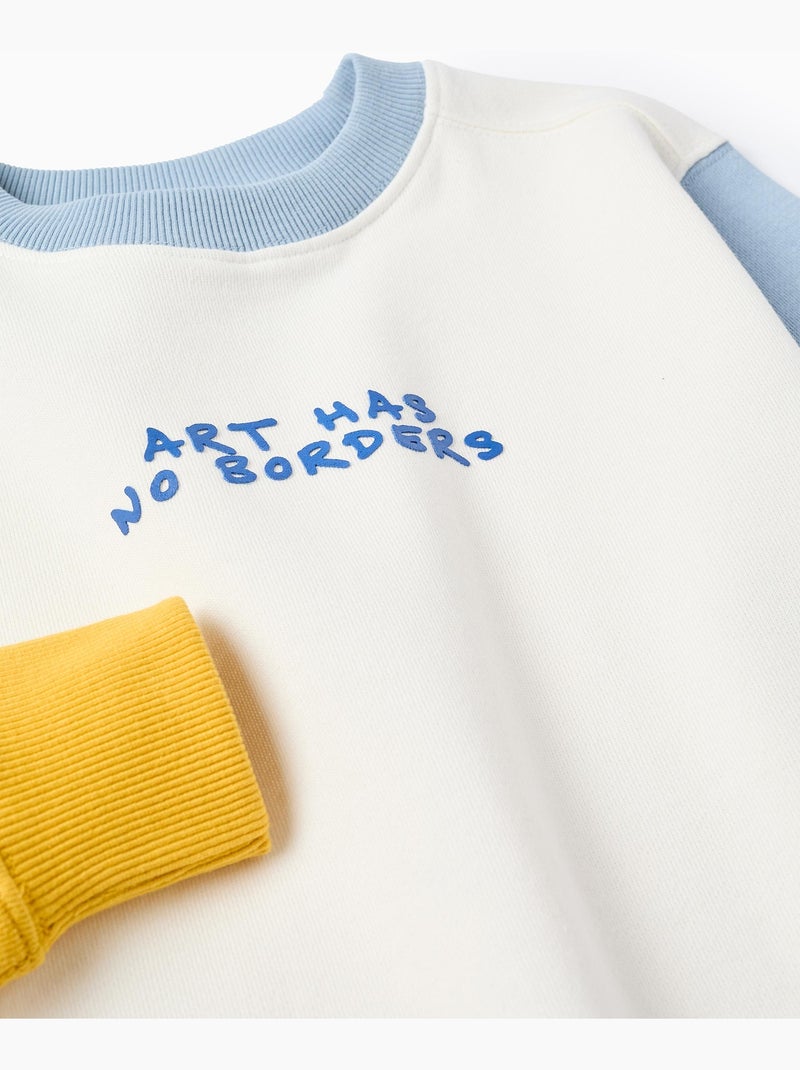 Felpa in cotone con colour block e stampa Blu chiaro - Kiabi