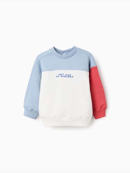 Felpa in cotone con colour block e stampa - Kiabi