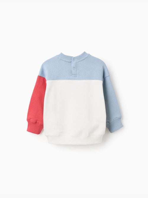 Felpa in cotone con colour block e stampa - Kiabi