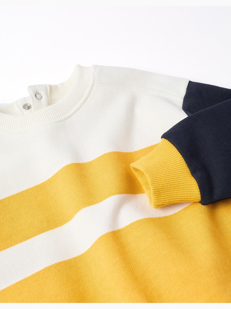 Felpa in cotone con colour block Giallo scuro - Kiabi