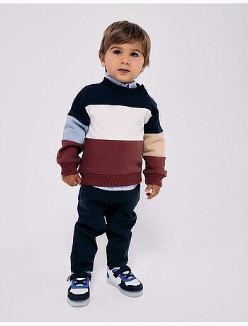 Felpa in cotone con colour block