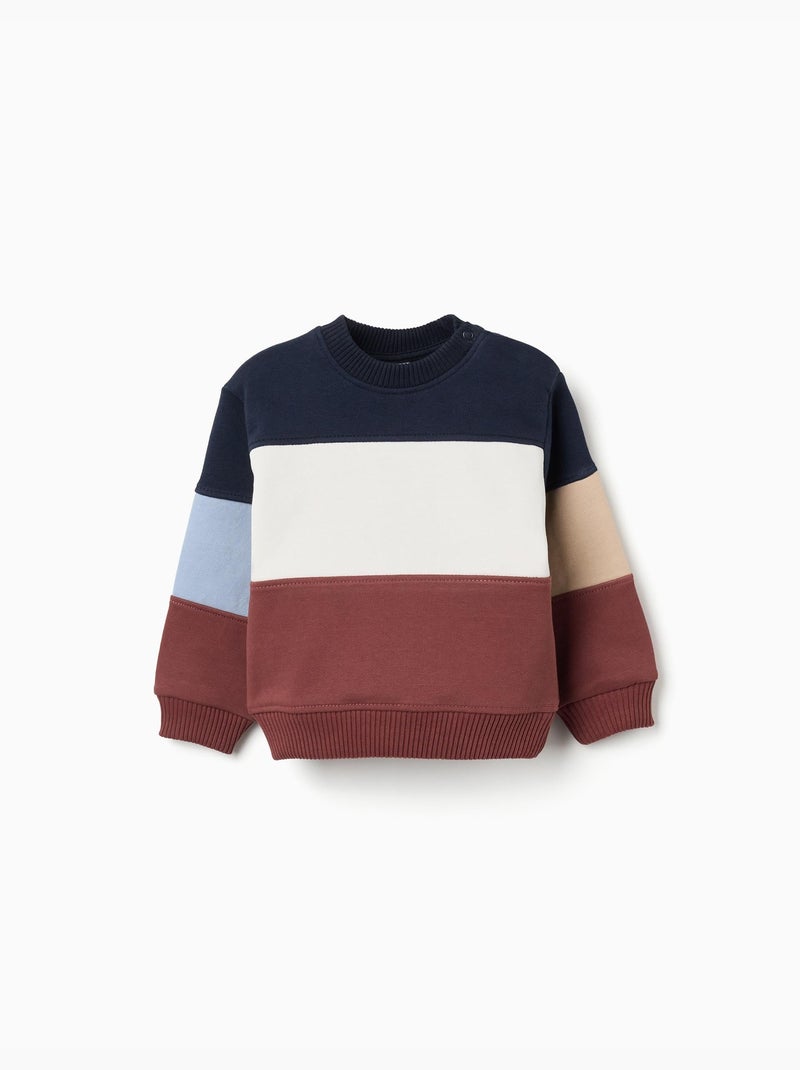 Felpa in cotone con colour block Marrone - Kiabi