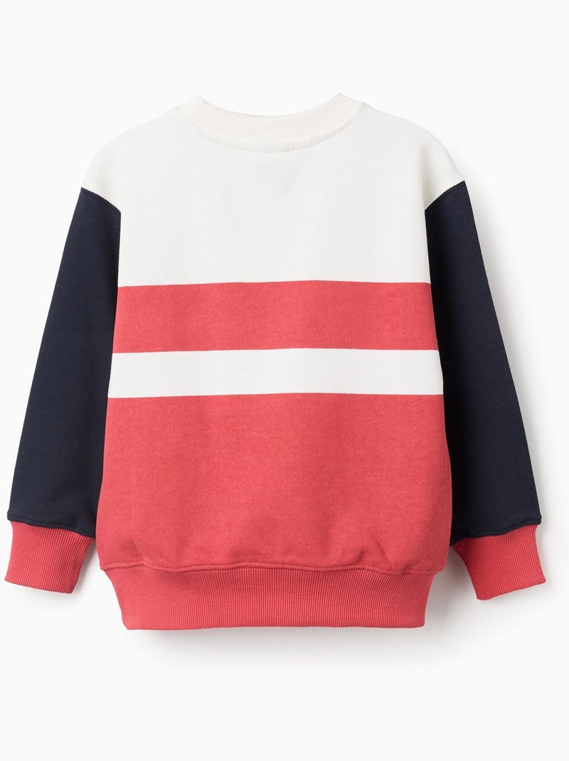 Felpa in cotone con colour block Rosso - Kiabi