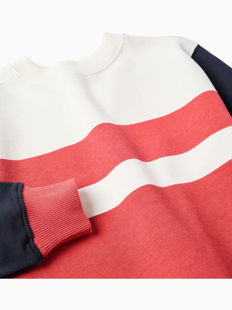 Felpa in cotone con colour block Rosso - Kiabi