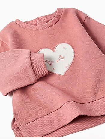 Felpa in cotone con cuore ricamato