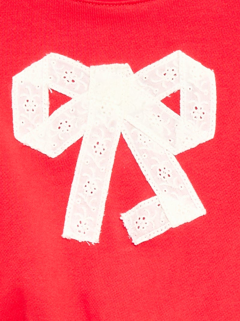 Felpa in cotone con decorazione sul davanti Rosso - Kiabi
