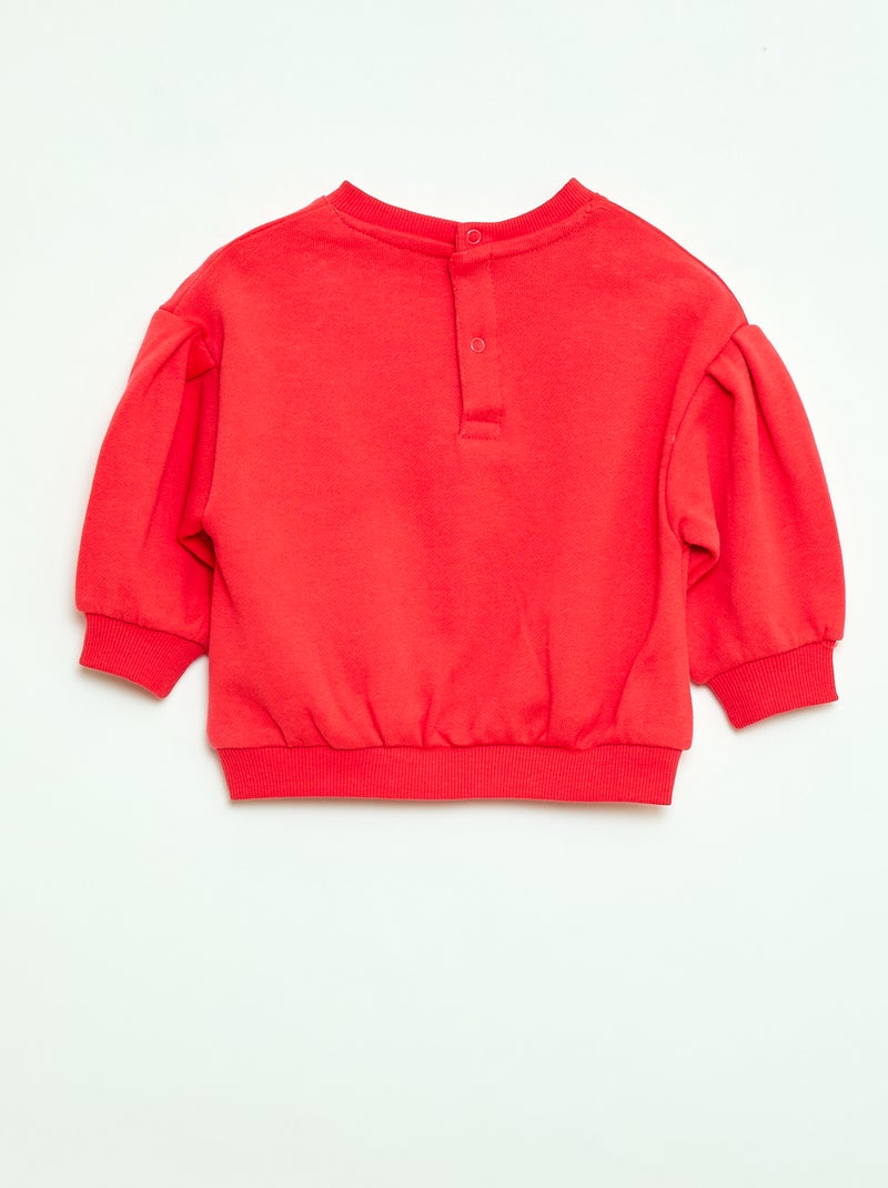 Felpa in cotone con decorazione sul davanti Rosso - Kiabi