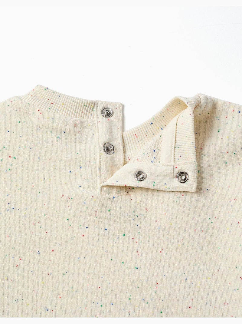 Felpa in cotone con fili colorati Bianco - Kiabi