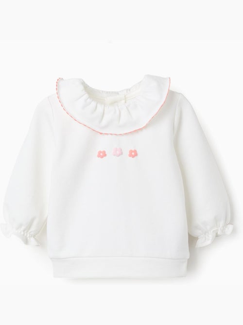 Felpa in cotone con fiori in rilievo - Kiabi