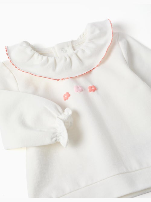 Felpa in cotone con fiori in rilievo - Kiabi