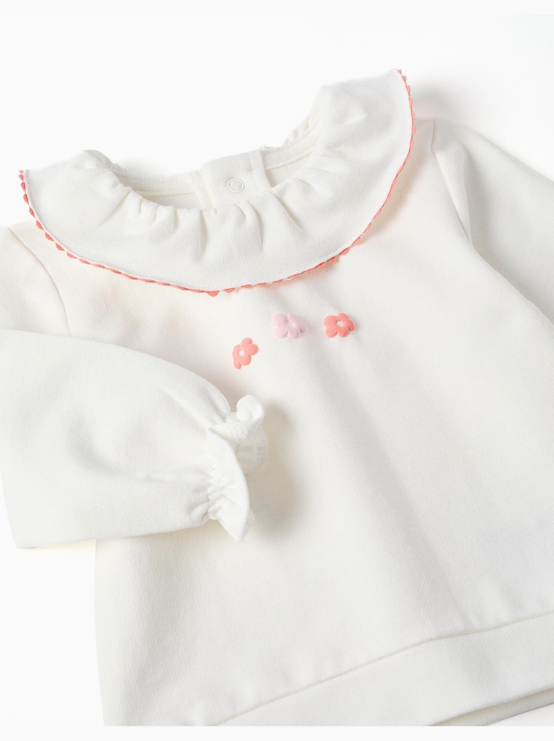 Felpa in cotone con fiori in rilievo Bianco - Kiabi