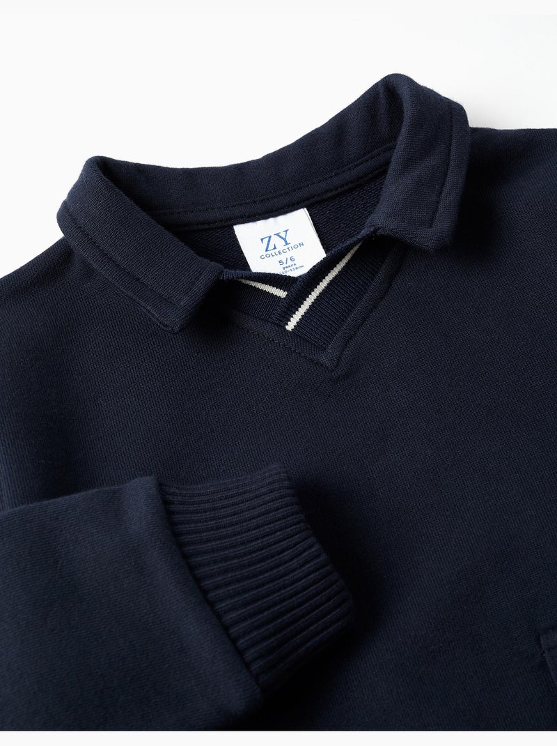 Felpa in cotone con grande tasca Blu scuro - Kiabi