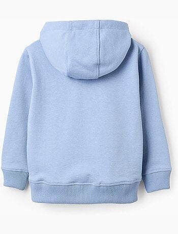 Felpa in cotone con mezzo zip e hood