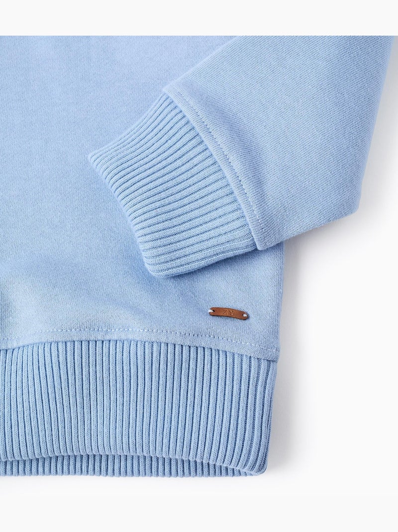 Felpa in cotone con mezzo zip e hood Blu chiaro - Kiabi