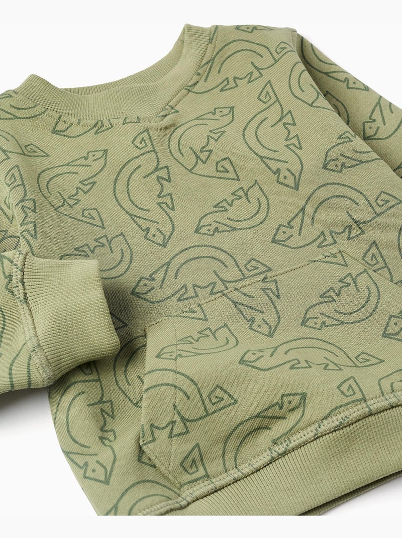 Felpa in cotone con motivo camaleonte Verde scuro - Kiabi