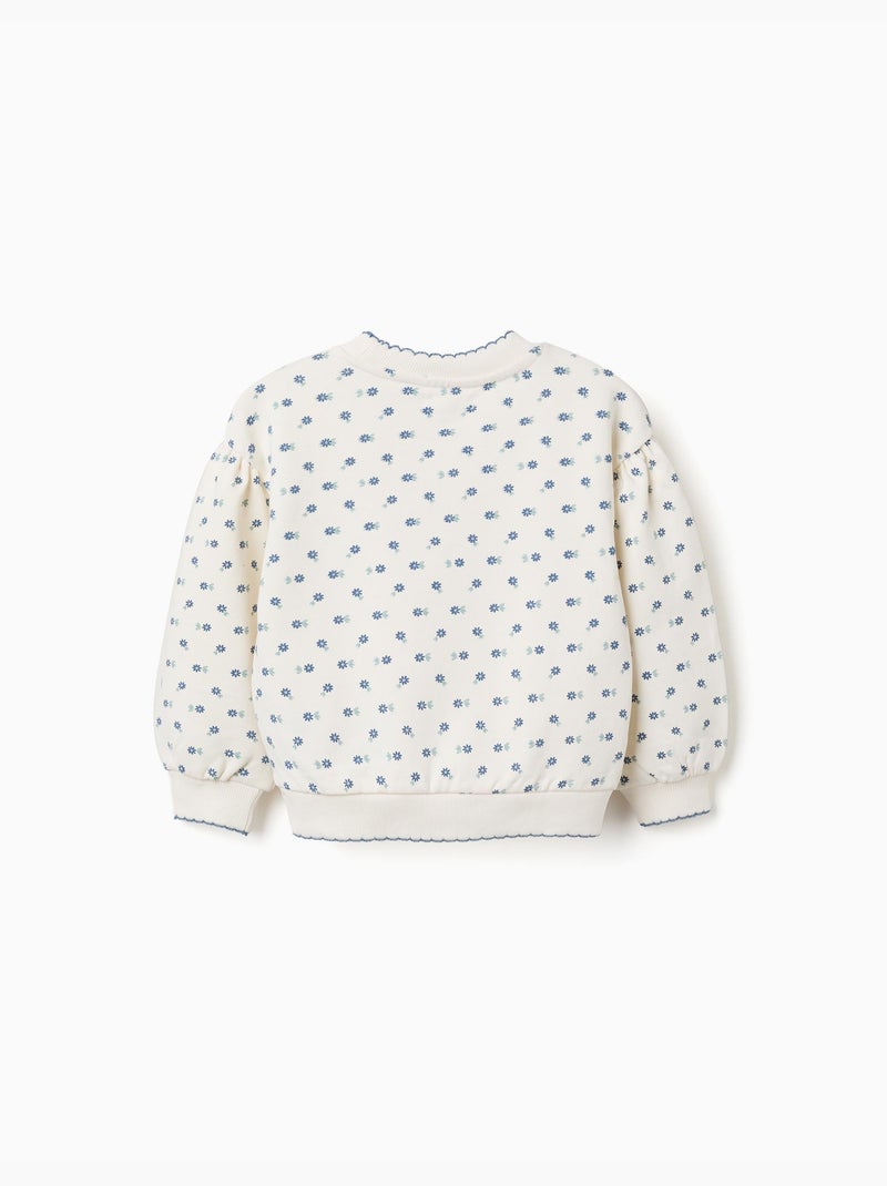 Felpa in cotone con motivo floreale Bianco - Kiabi