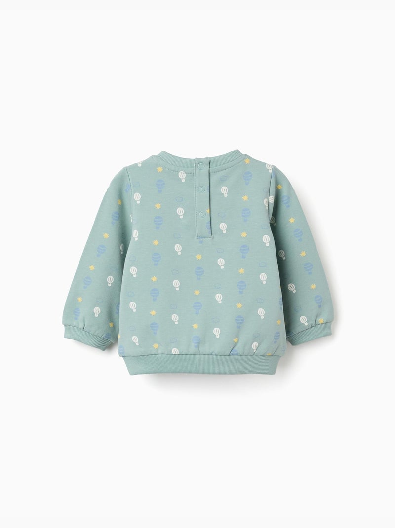 Felpa in cotone con motivo Verde chiaro - Kiabi