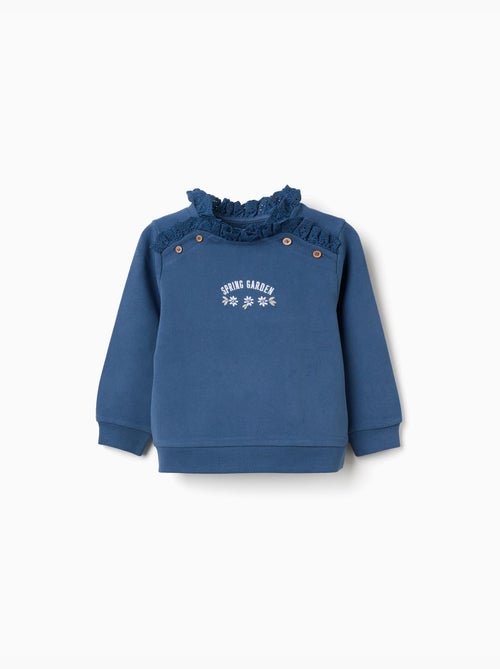 Felpa in cotone con ricamo spring garden - Kiabi