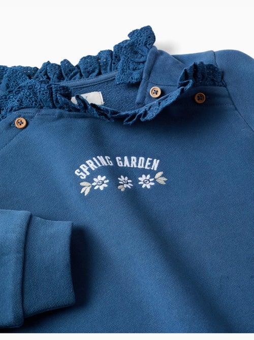 Felpa in cotone con ricamo spring garden - Kiabi