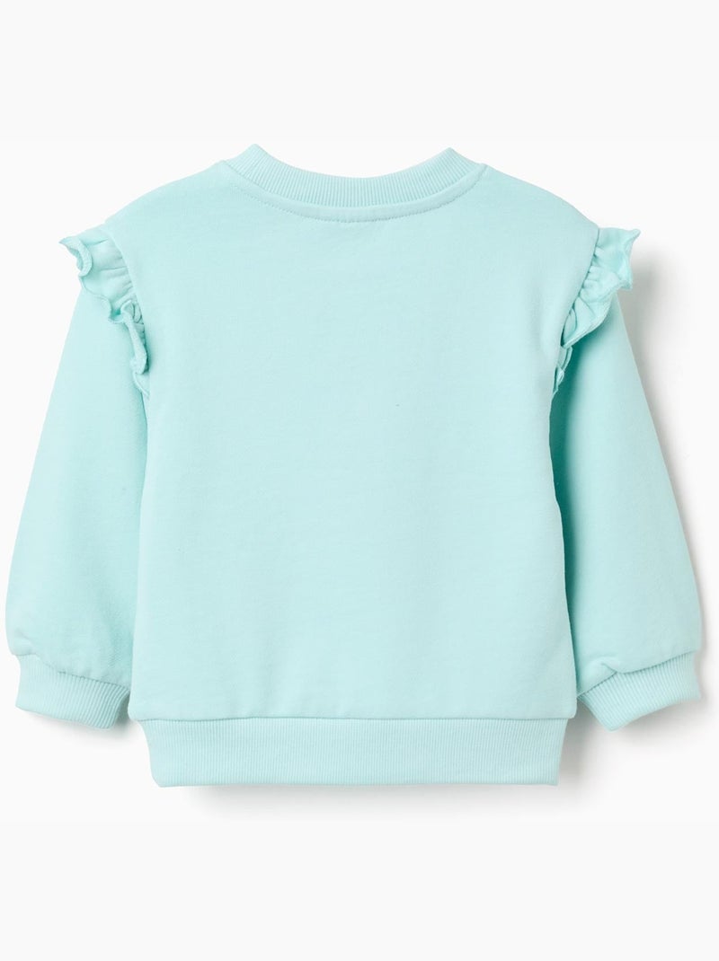 Felpa in cotone con stampa floreale e volant Blu chiaro - Kiabi