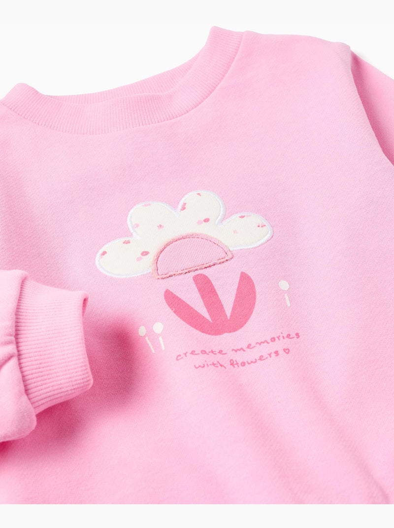 Felpa in cotone con stampa floreale frontale Rosa - Kiabi