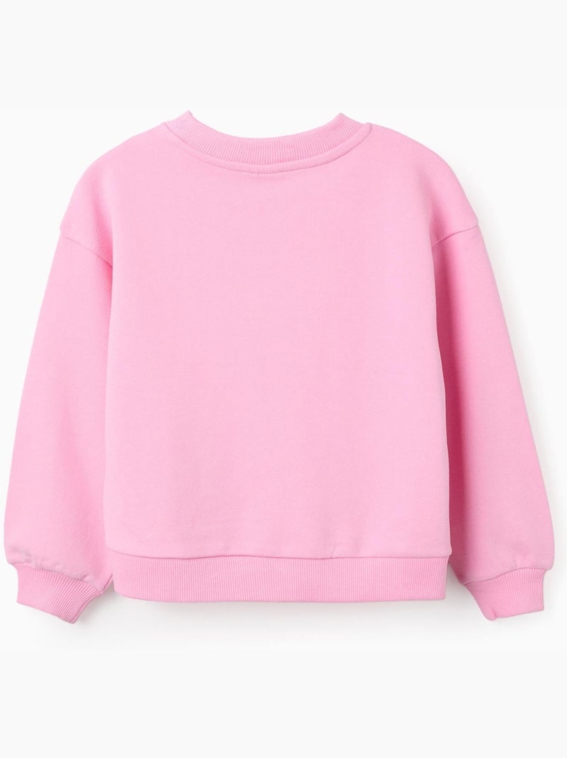 Felpa in cotone con stampa floreale frontale Rosa - Kiabi
