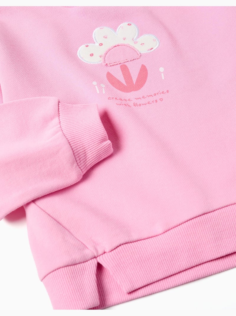 Felpa in cotone con stampa floreale frontale Rosa - Kiabi