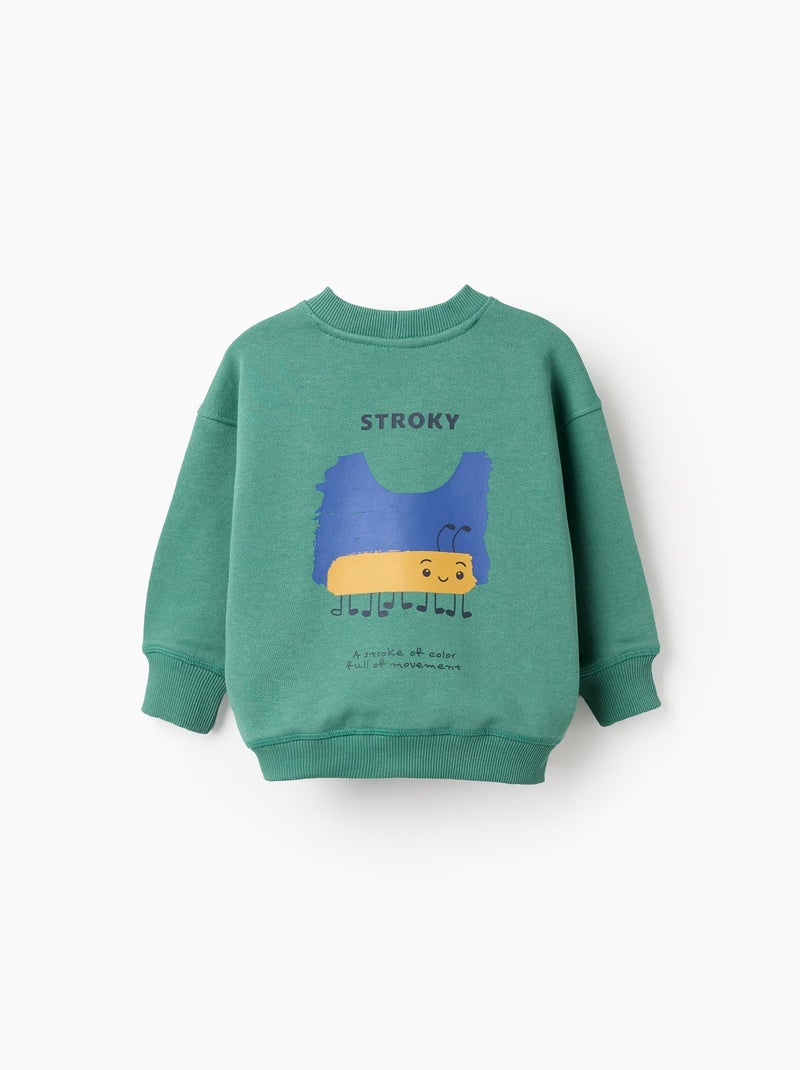 Felpa in cotone con stampa stroky Verde - Kiabi