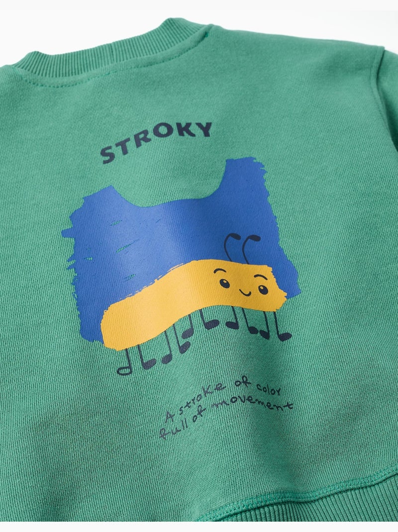 Felpa in cotone con stampa stroky Verde - Kiabi
