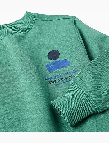 Felpa in cotone con stampa unlock your creativity
